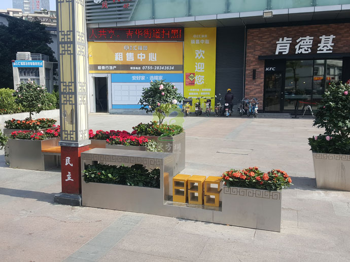 戶(hù)外不銹鋼景觀(guān)花盆方形隔離花箱